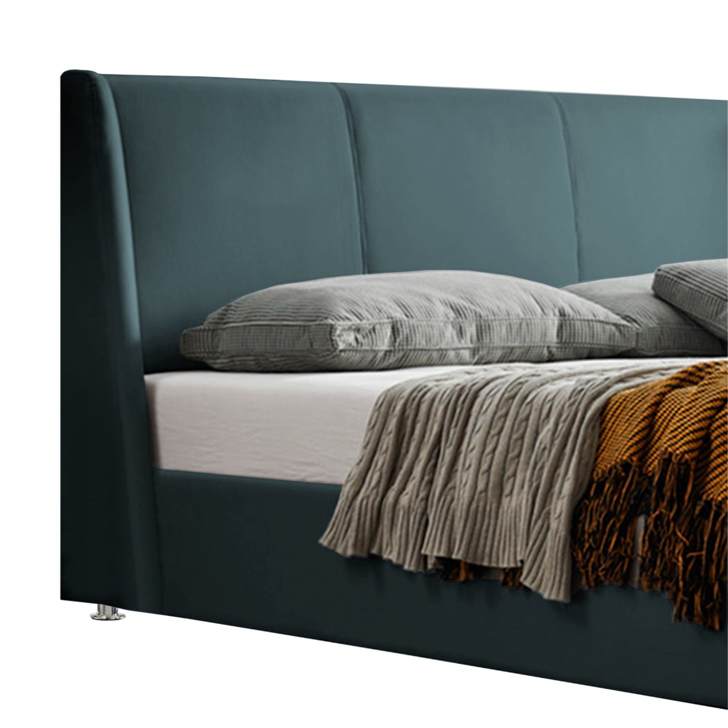Base Cama Con Espaldar Queen Mousai Verde