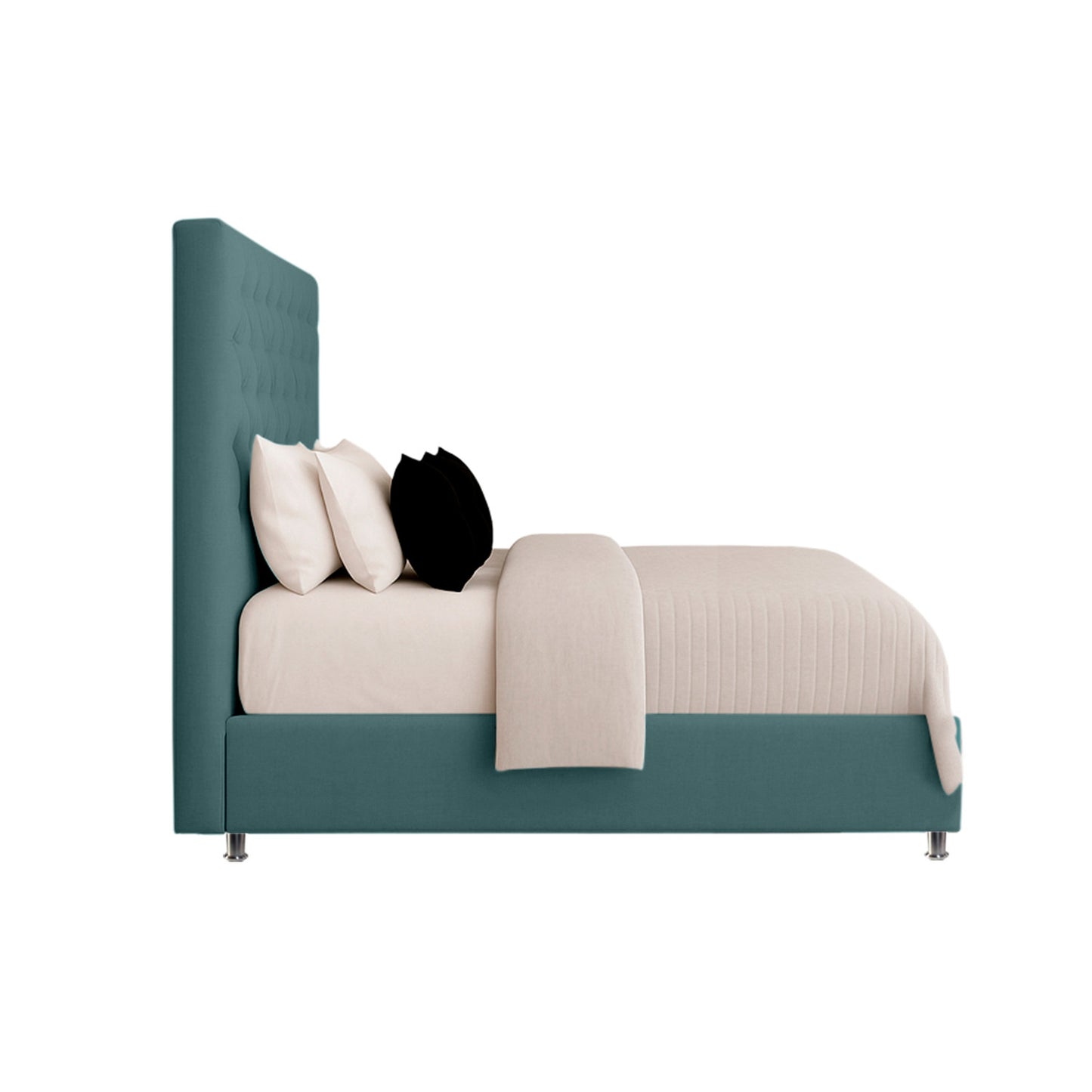 Base Cama con Espaldar + Colchon + Puff Baul Doble Paris verde