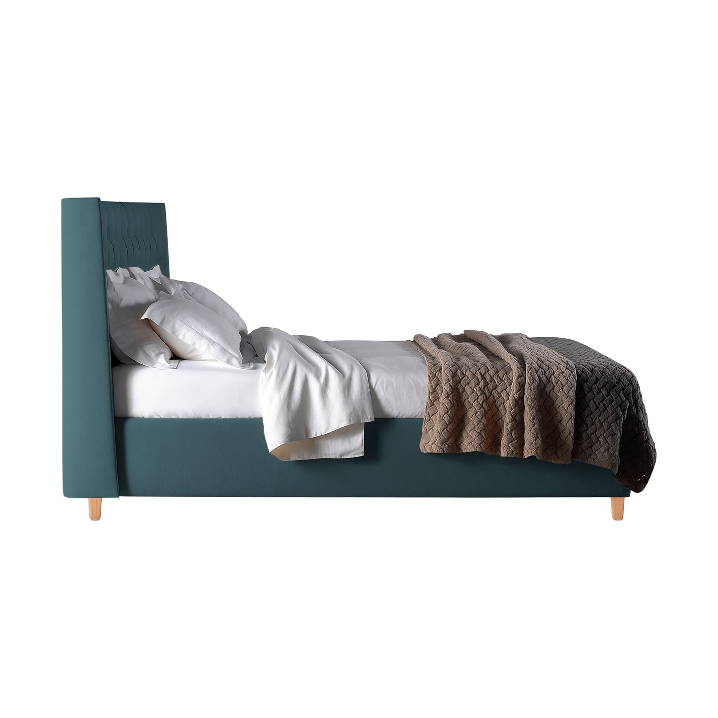 Base Cama Con Espaldar Sencillo Marfil Verde