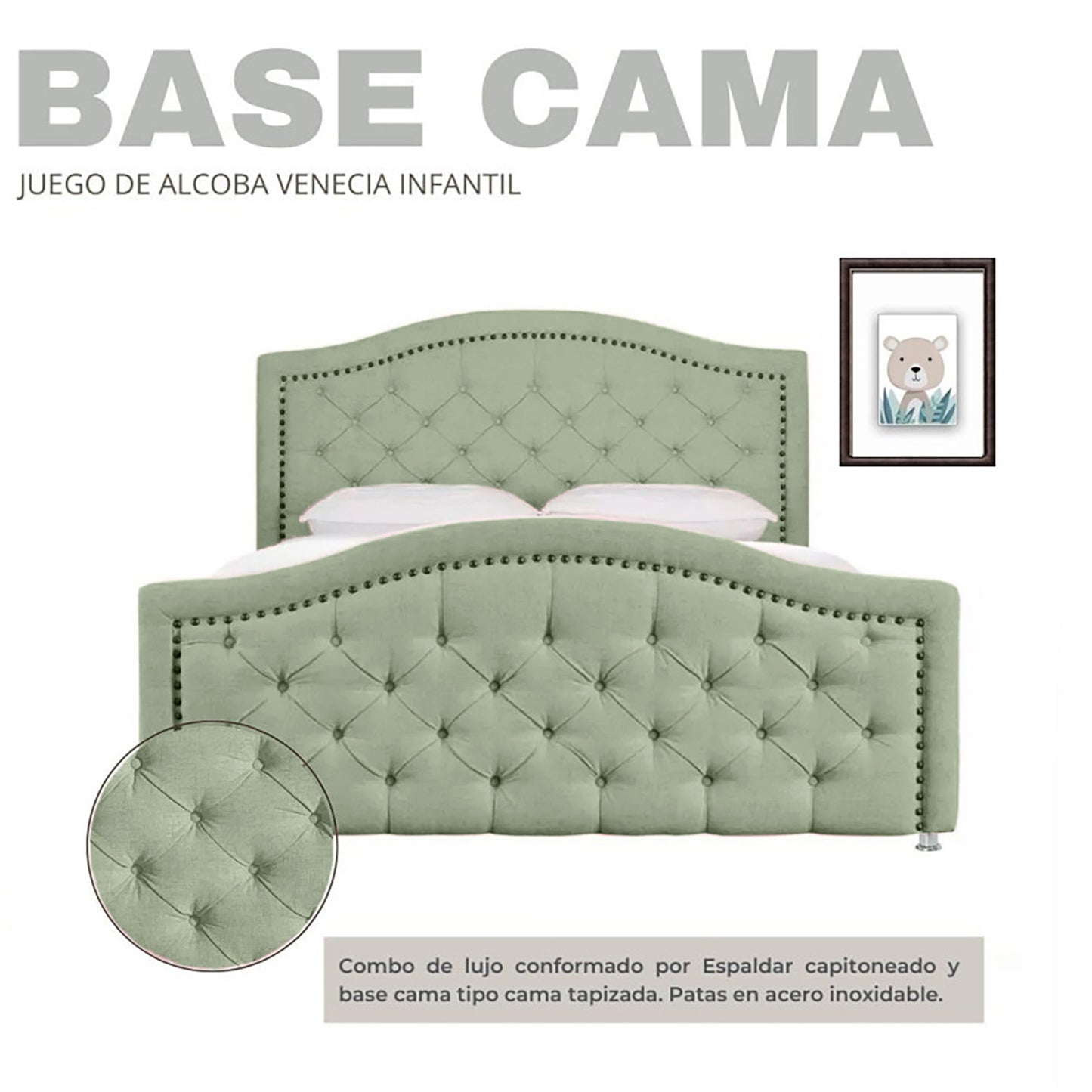 Cama Semidoble Infantil Venecia verde