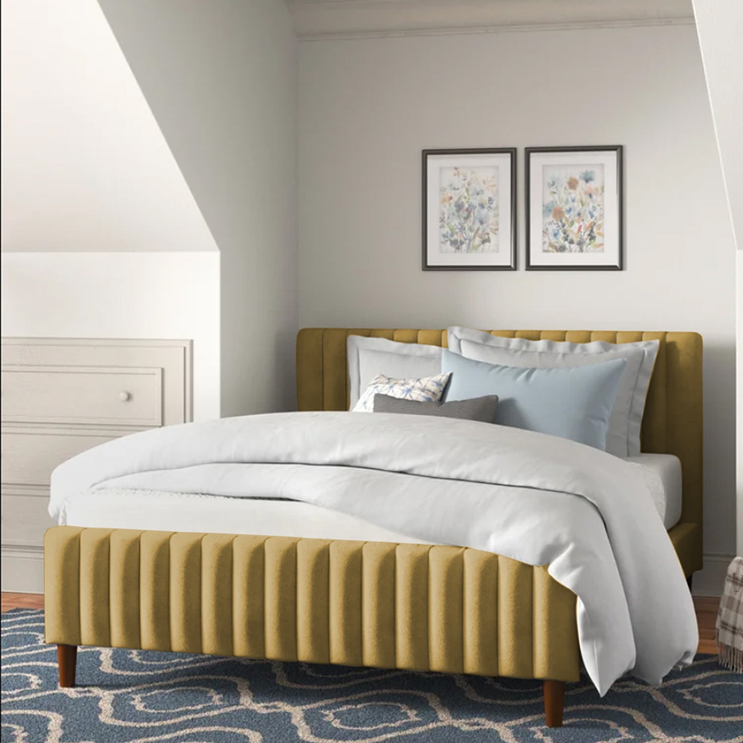 Cama Doble Vitale Mostaza