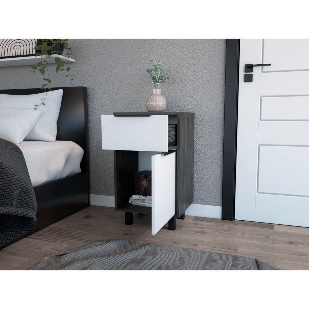 Mesa De Noche Okria Blanco Y Gris