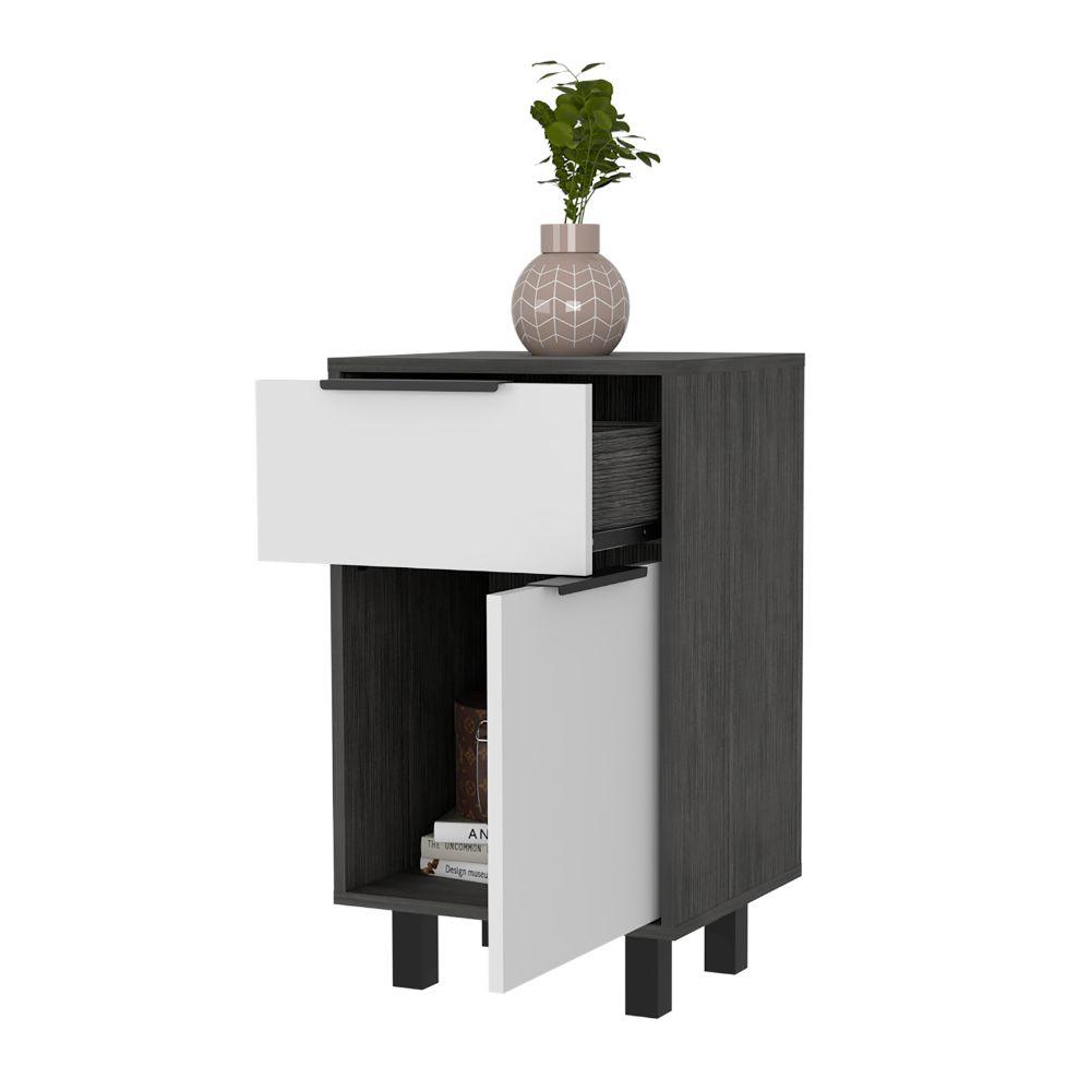 Mesa De Noche Okria Blanco Y Gris