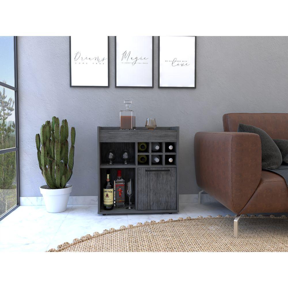 Bar Jorina, Gris, Para Almacenar Botellas Y Espacio Superior Para Ubicar Objetos Decorativos