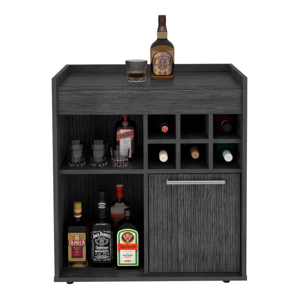 Bar Jorina, Gris, Para Almacenar Botellas Y Espacio Superior Para Ubicar Objetos Decorativos