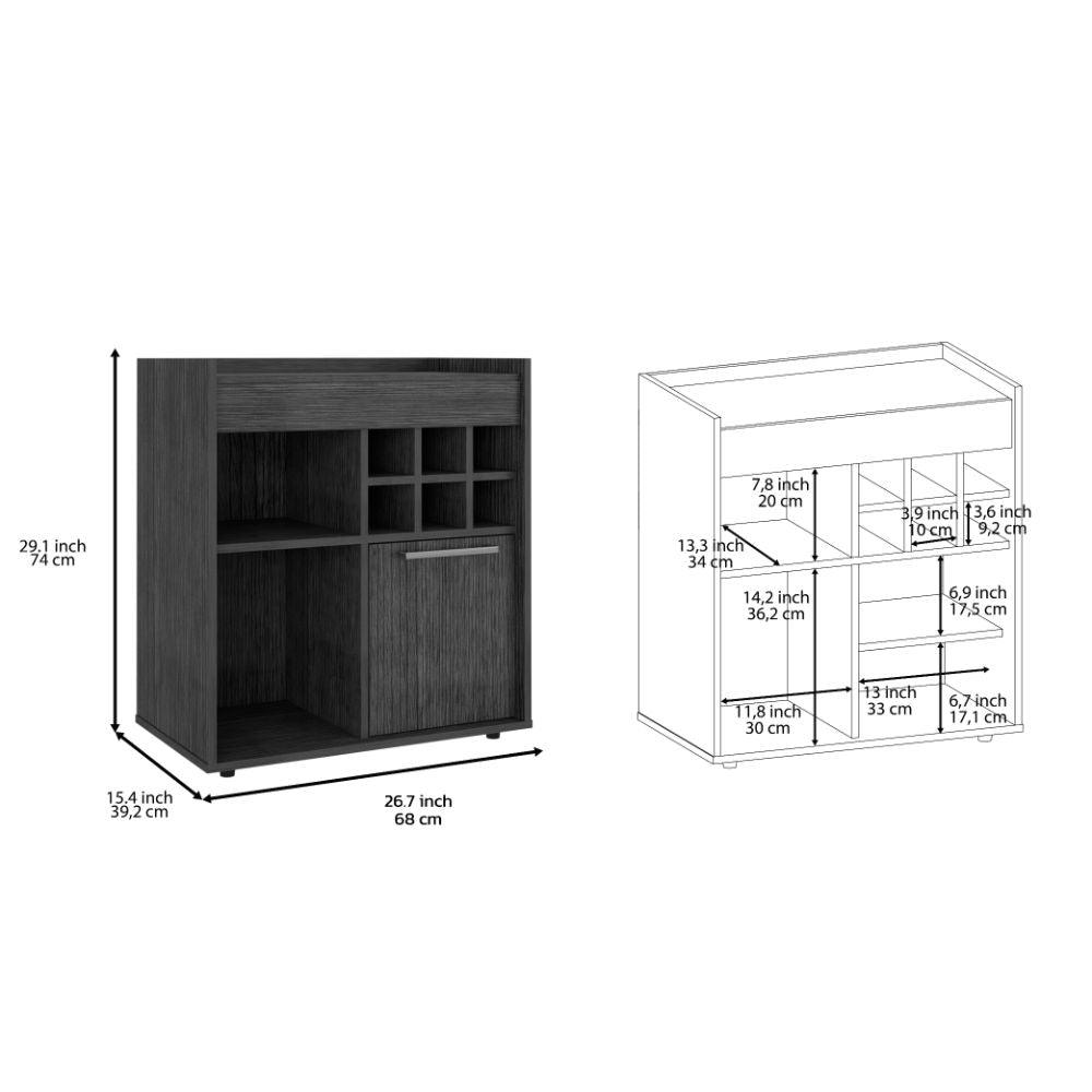 Bar Jorina, Gris, Para Almacenar Botellas Y Espacio Superior Para Ubicar Objetos Decorativos