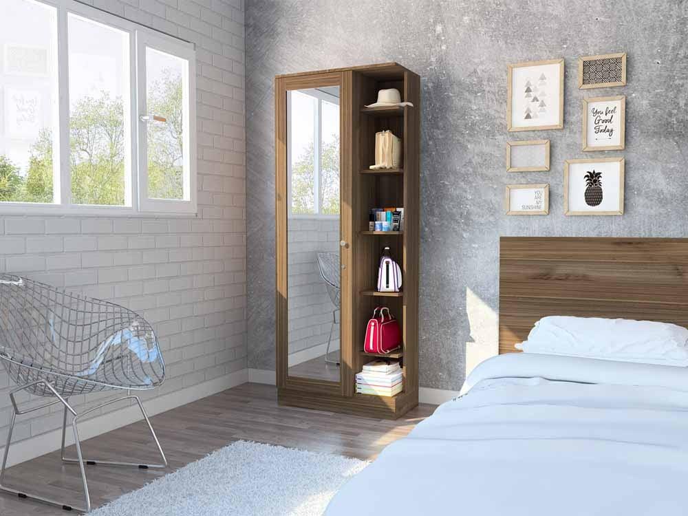 Closet Leura Con Espejo Castaño