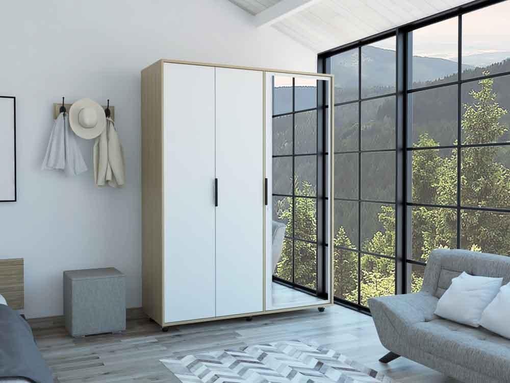 Closet Keire Con Espejo Rovere Y Blanco