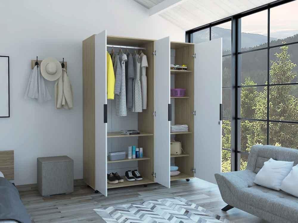 Closet Keire Con Espejo Rovere Y Blanco