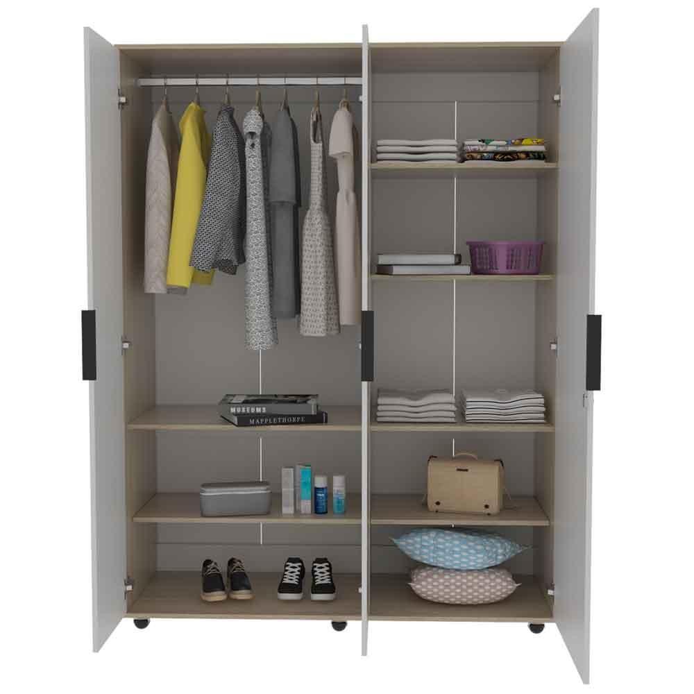 Closet Keire Con Espejo Rovere Y Blanco