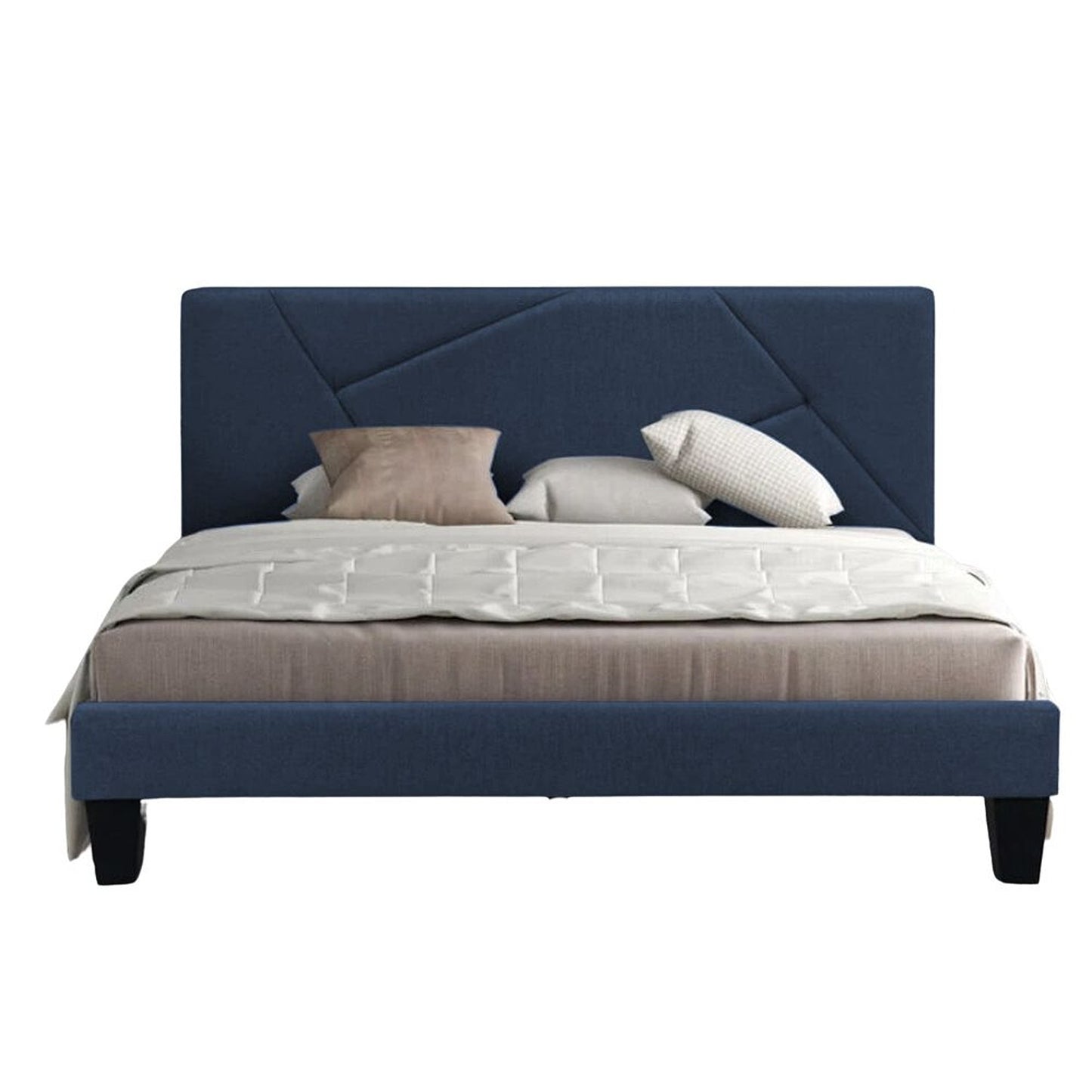 Base Cama Con Espaldar King Hampton Azul