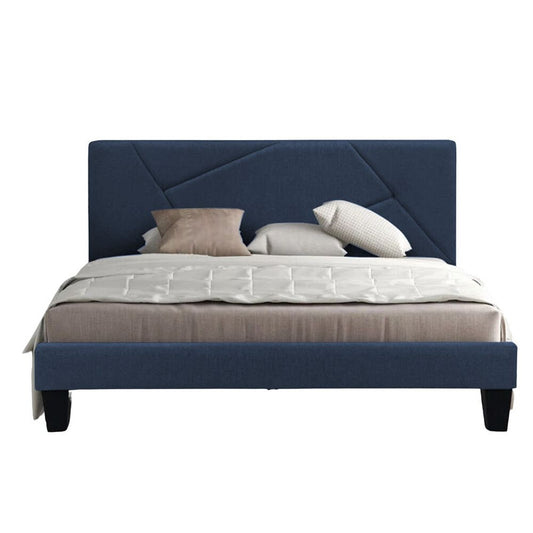 Base Cama Con Espaldar King Hampton Azul