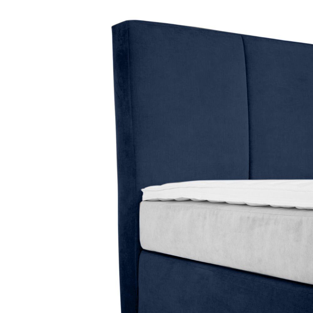 Base Cama Con Espaldar King Pretty Azul