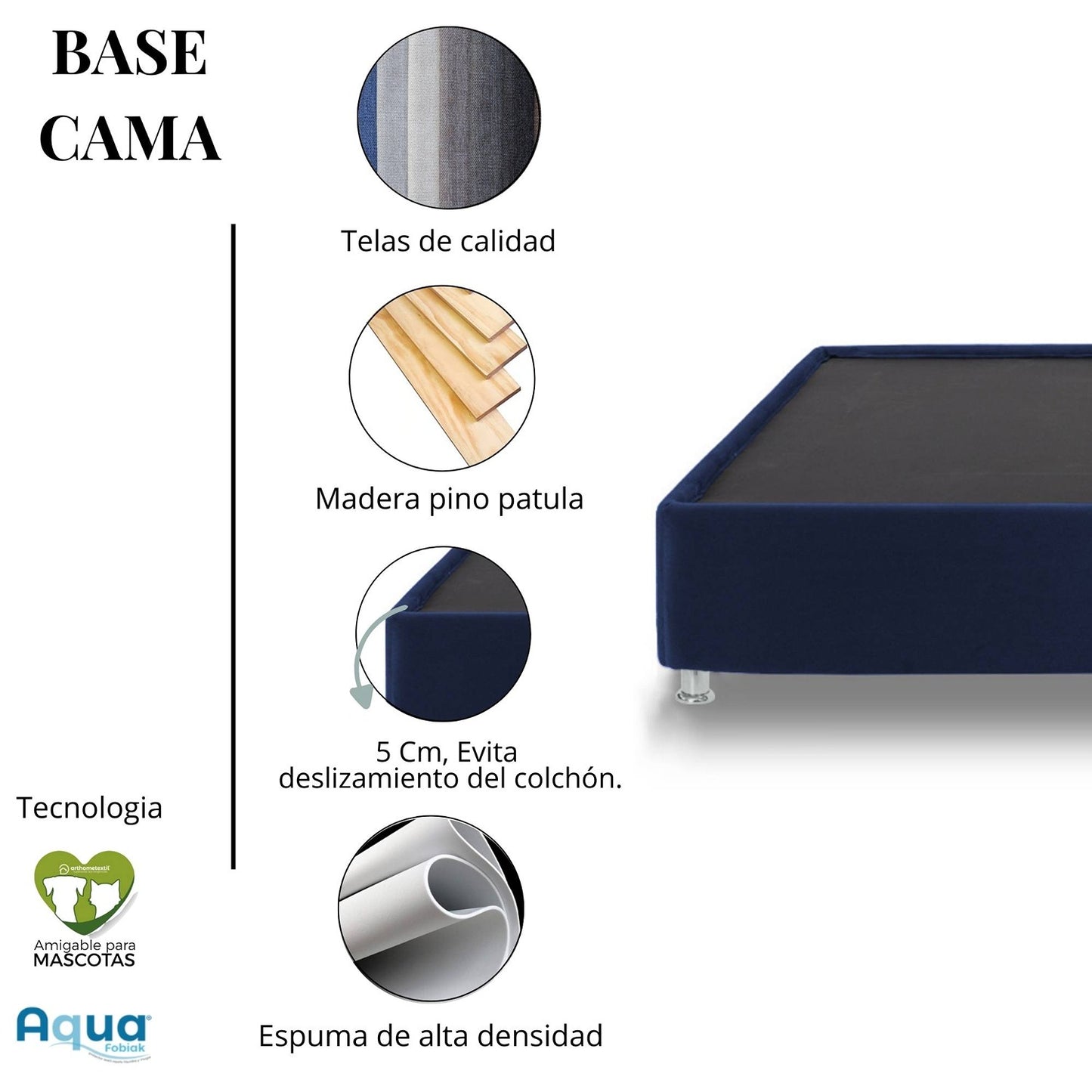 Base Cama con Espaldar + Colchon King Lupe gris plata