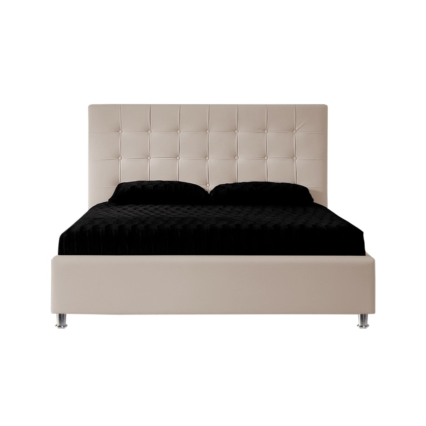 Base Cama Con Espaldar Sencillo Ilusion Beige