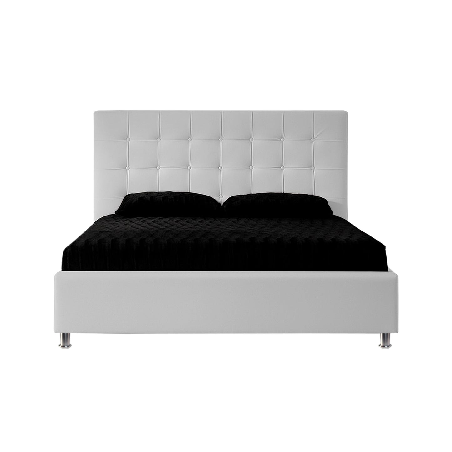 Base Cama Con Espaldar Sencillo Ilusion Blanco