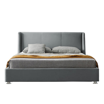 Base Cama Con Espaldar Queen Mousai Gris Plata