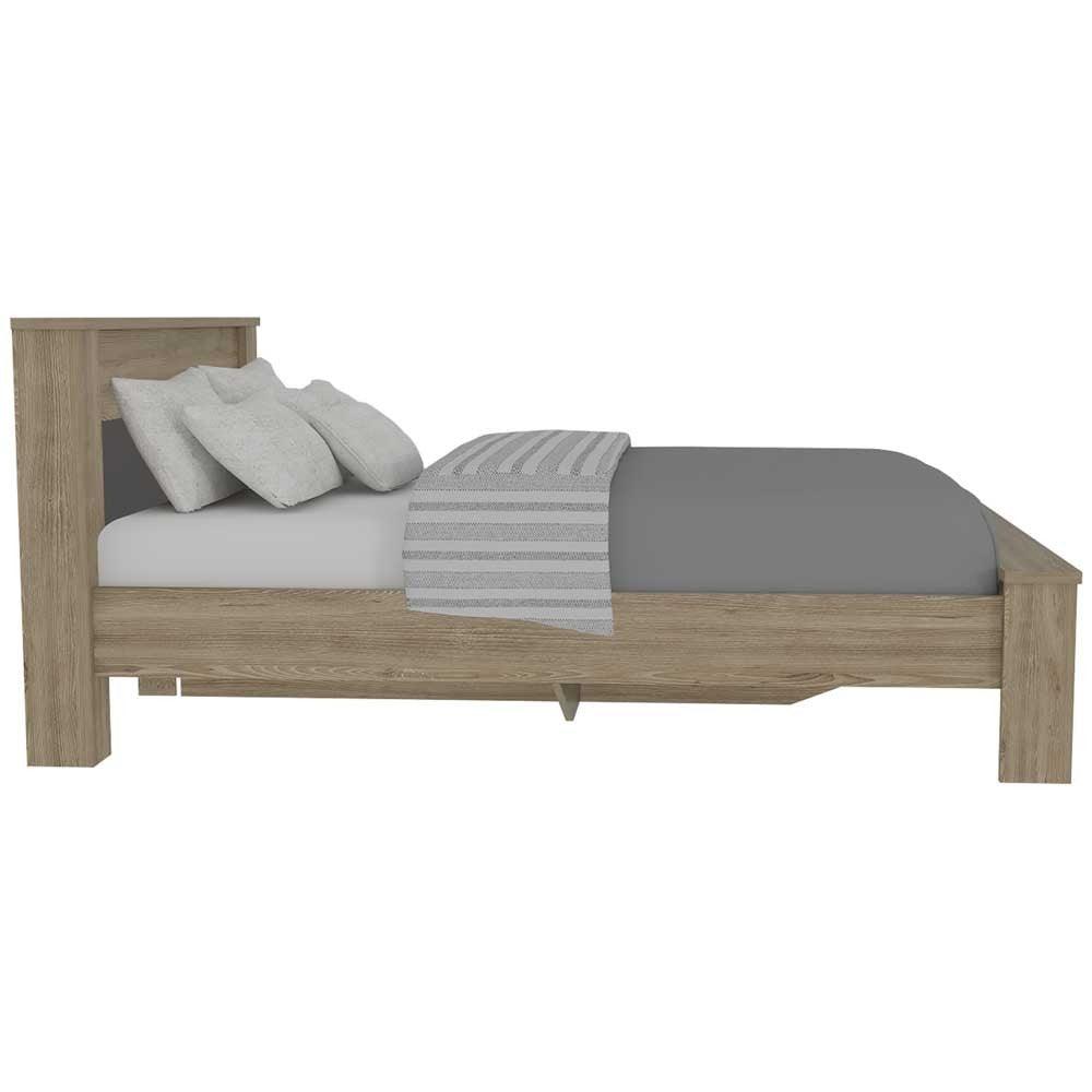 Cama Doble Kalver Miel Y Plata Oscuro
