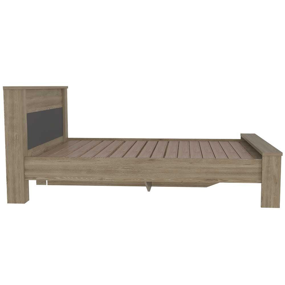 Cama Doble Kalver Miel Y Plata Oscuro