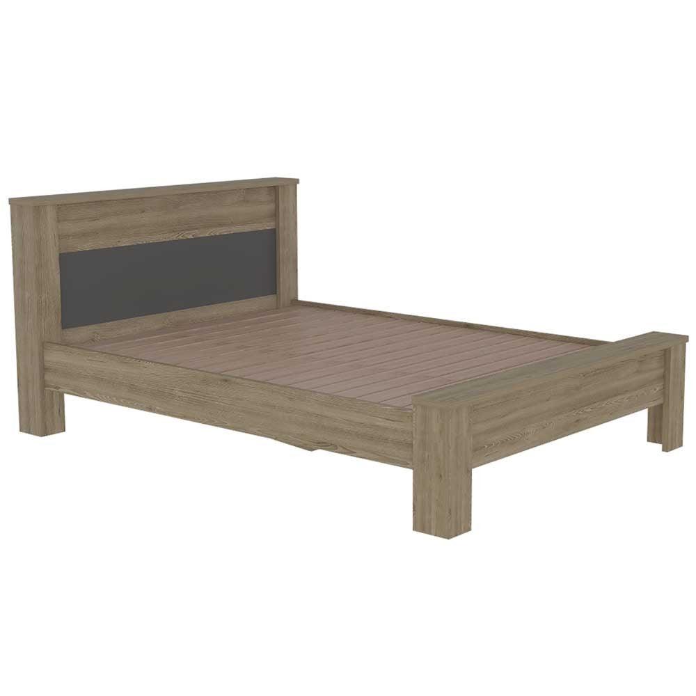 Cama Doble Kalver Miel Y Plata Oscuro