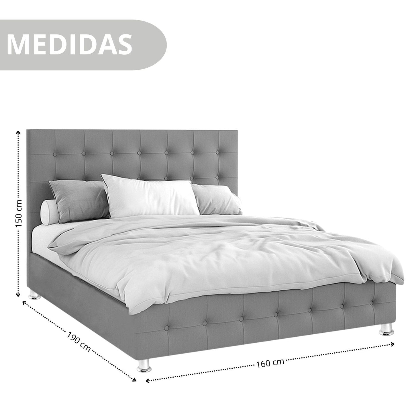 Base Cama Con Espaldar Queen Capital Taupe