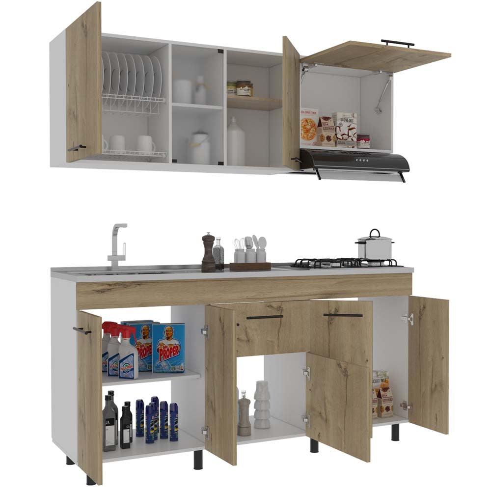 Cocina Integral Tepre Duna Y Blanco Con Mesón Izquierdo