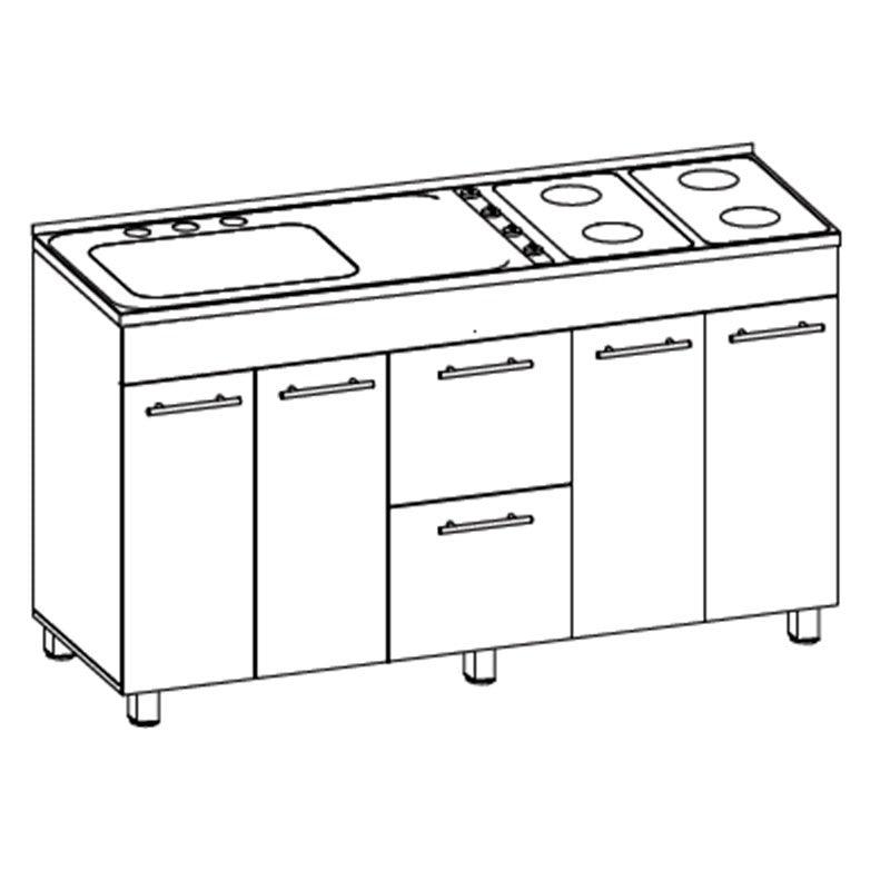 Cocina Integral Elvora Moca Y Blanco Con Mesón Izquierdo