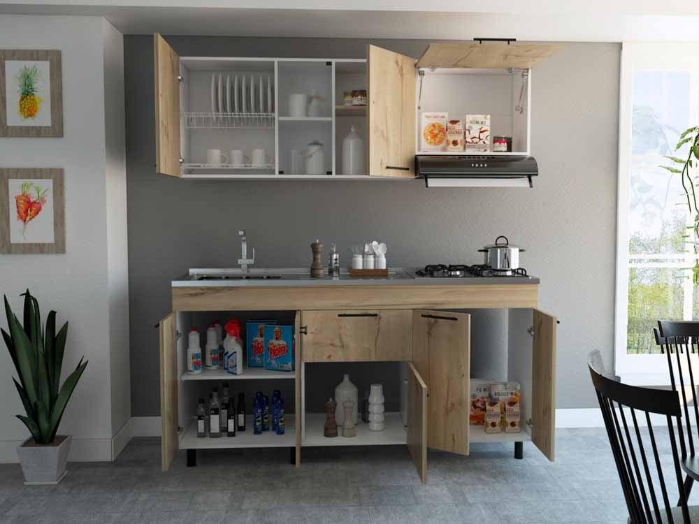 Cocina Integral Tepre Duna Y Blanco Con Mesón Izquierdo