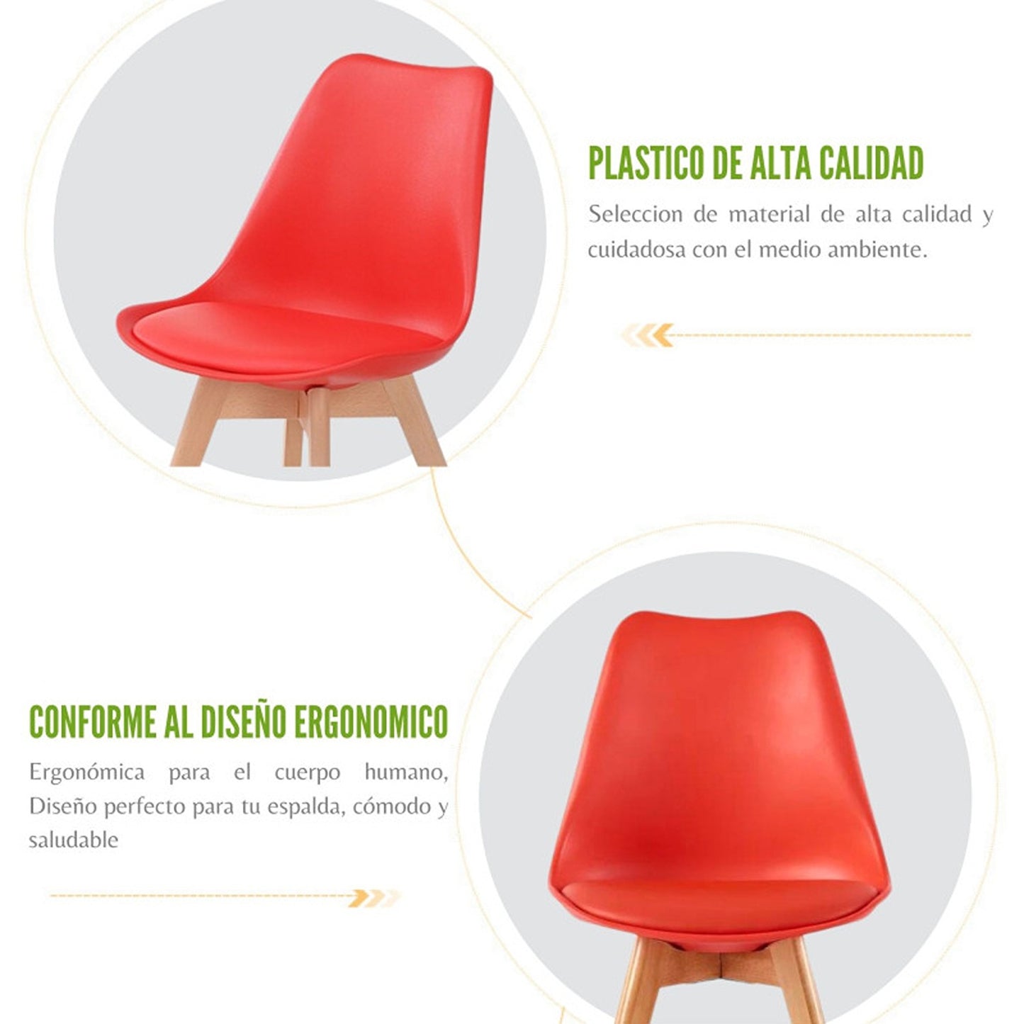 Juego de Comedor Indika macadamia con 6 Sillas Milano rojo