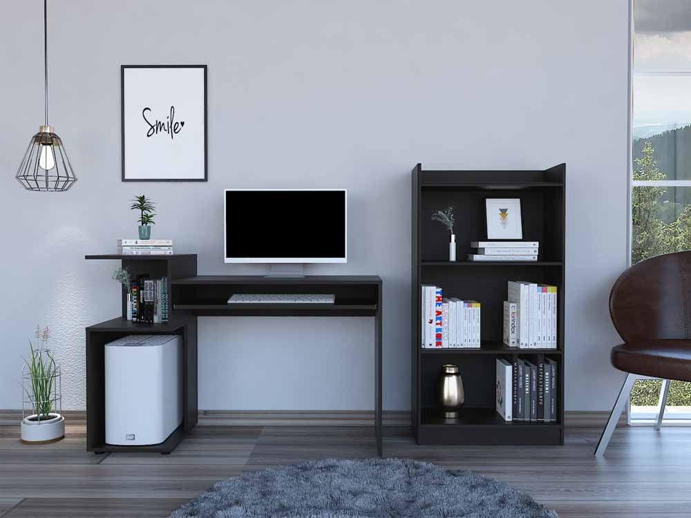 Combo Para Oficina Salven Wengue Con Escritorio Y Biblioteca