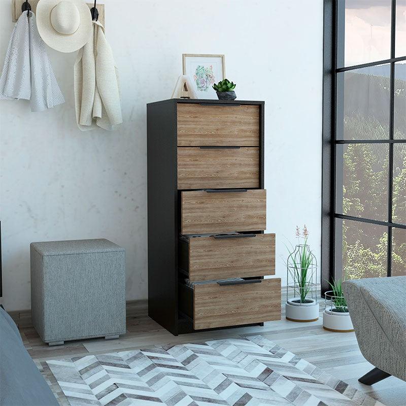 Mueble Comoda Ares 5 Cajones Wengue / Miel