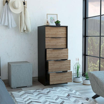 Mueble Comoda Ares 5 Cajones Wengue / Miel