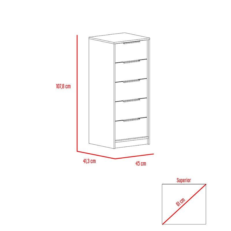 Mueble Comoda Ares 5 Cajones Wengue / Miel