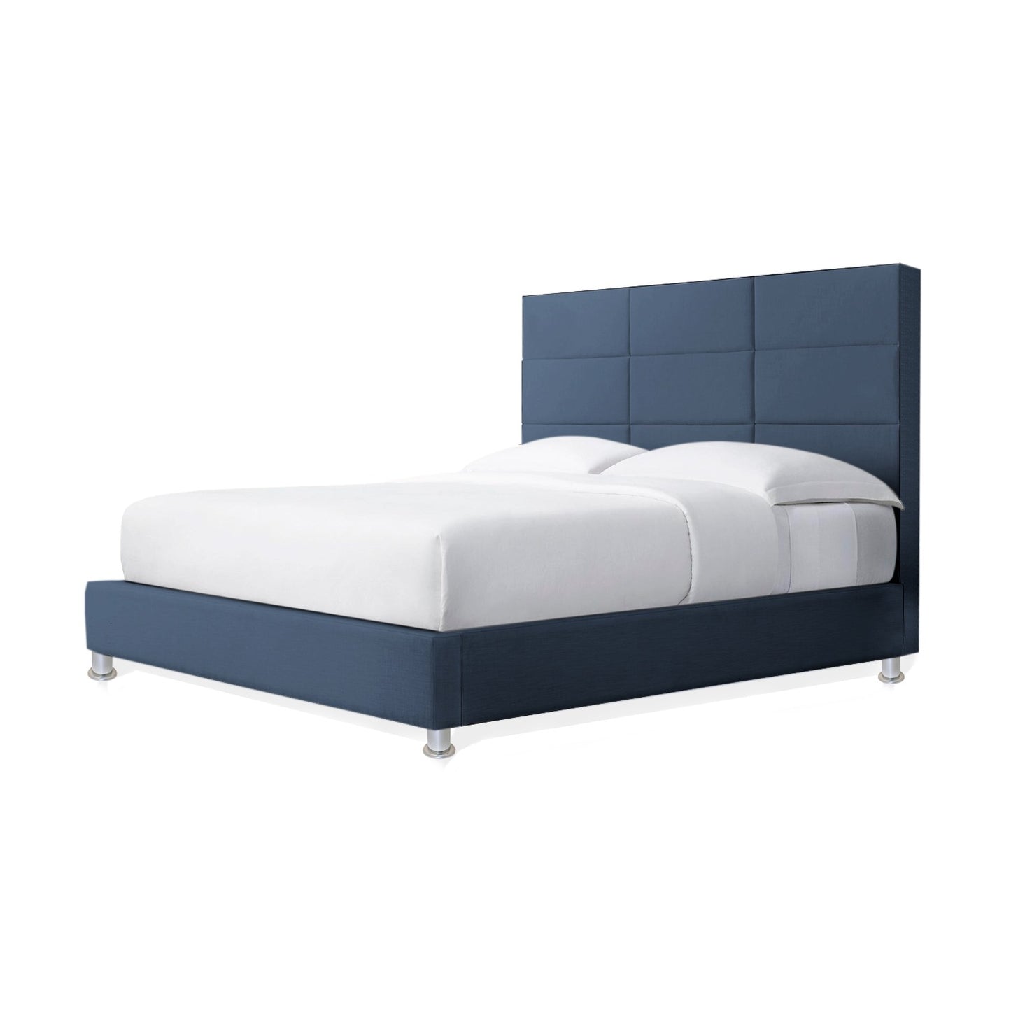Base Cama Con Espaldar Doble Delhi Azul