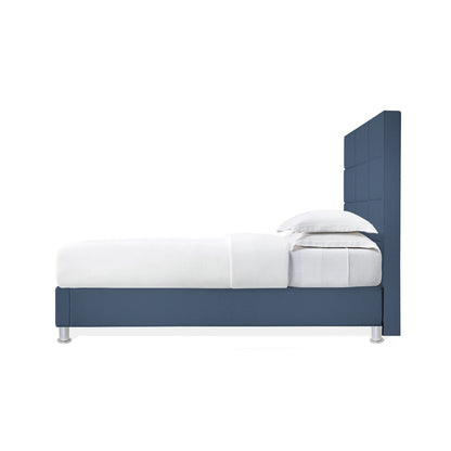 Base Cama Con Espaldar Doble Delhi Azul