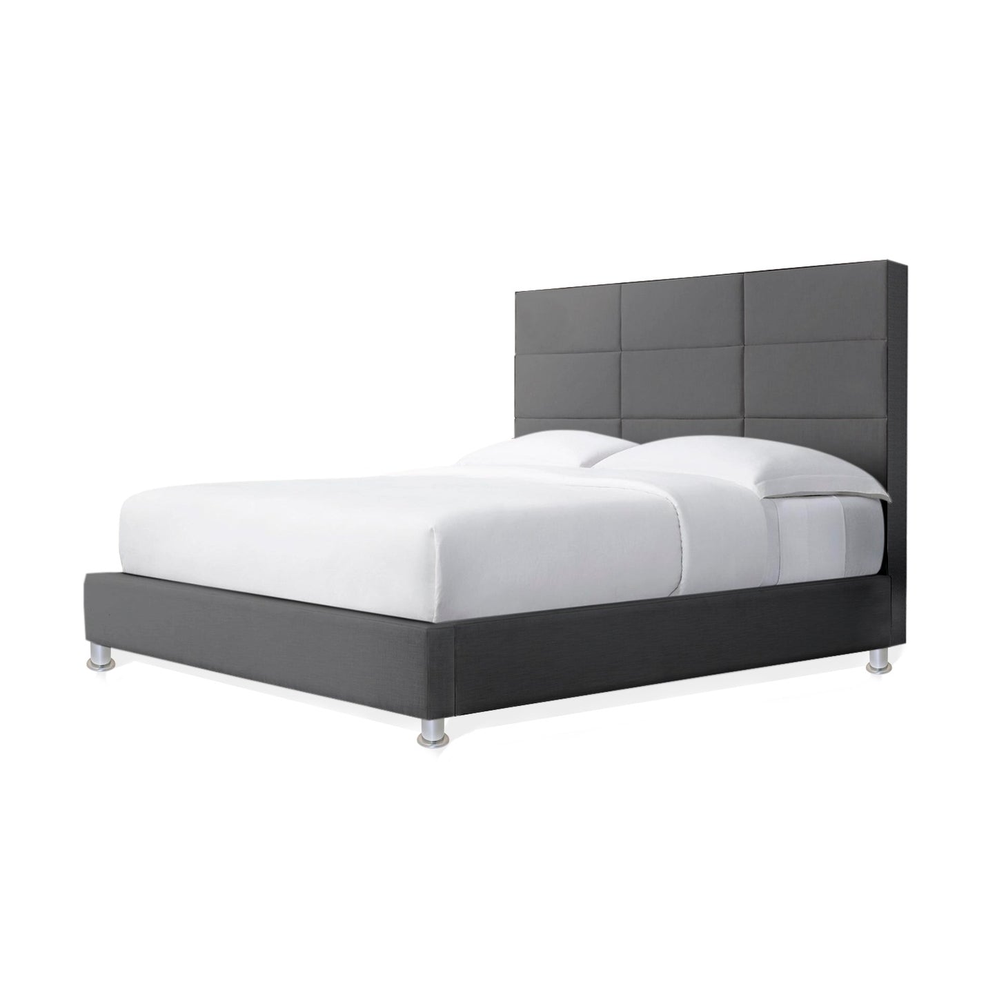 Base Cama Con Espaldar Doble Delhi Gris Plomo