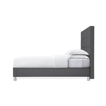 Base Cama Con Espaldar Doble Delhi Gris Plomo