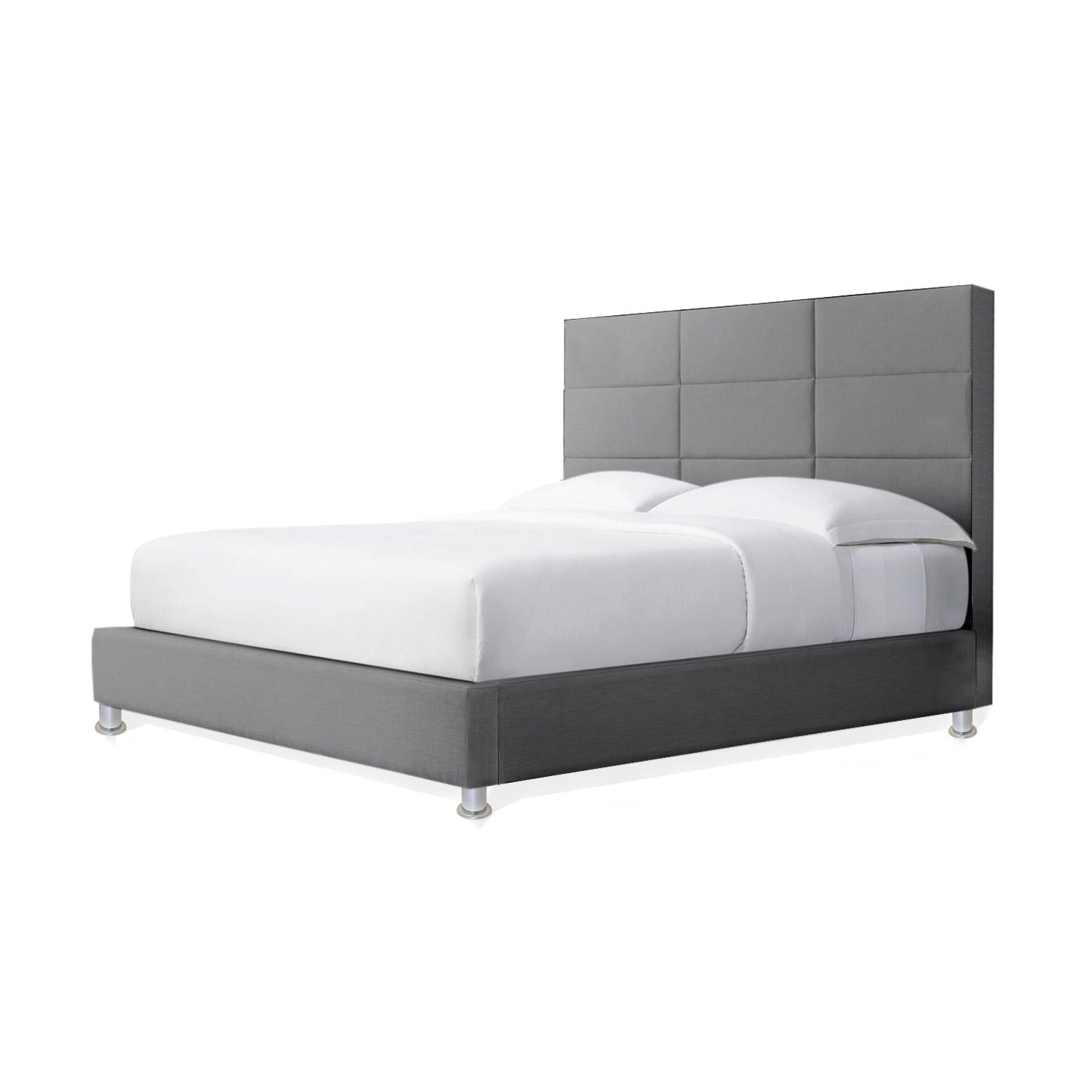 Base Cama Con Espaldar King Delhi Gris Plata