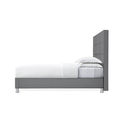 Base Cama Con Espaldar King Delhi Gris Plata