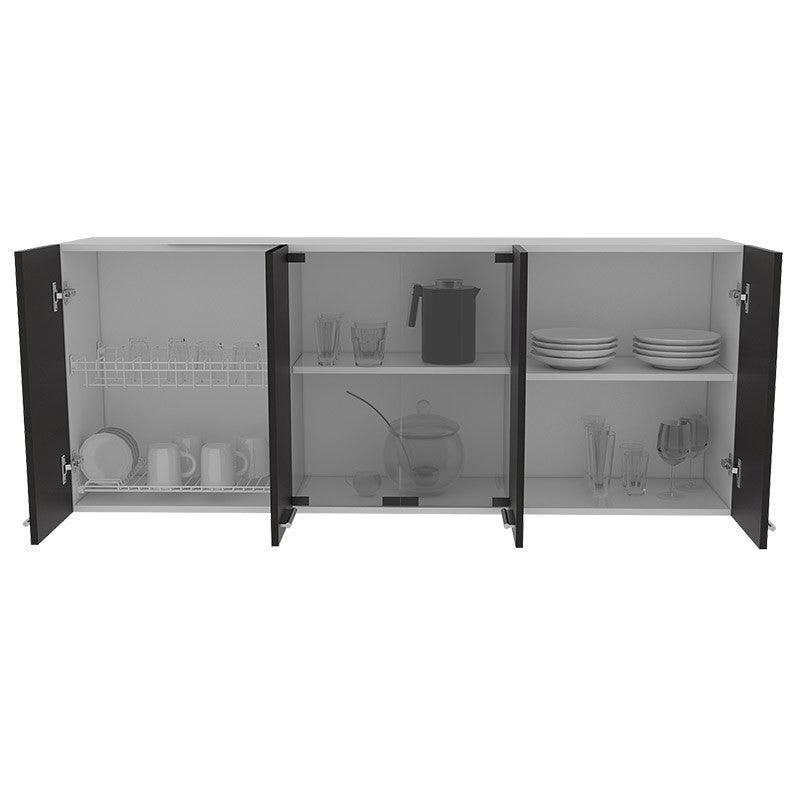 Gabinete Superior Vidrio Jhon Blanco Y Wengue 150 Cm