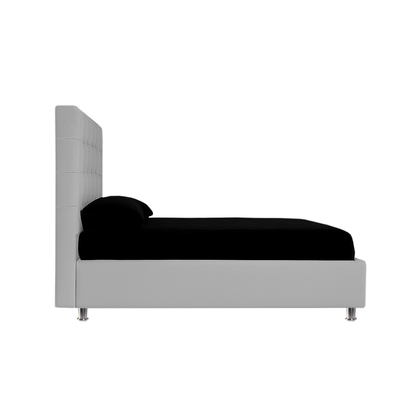 Base Cama Con Espaldar Sencillo Ilusion Gris Perla