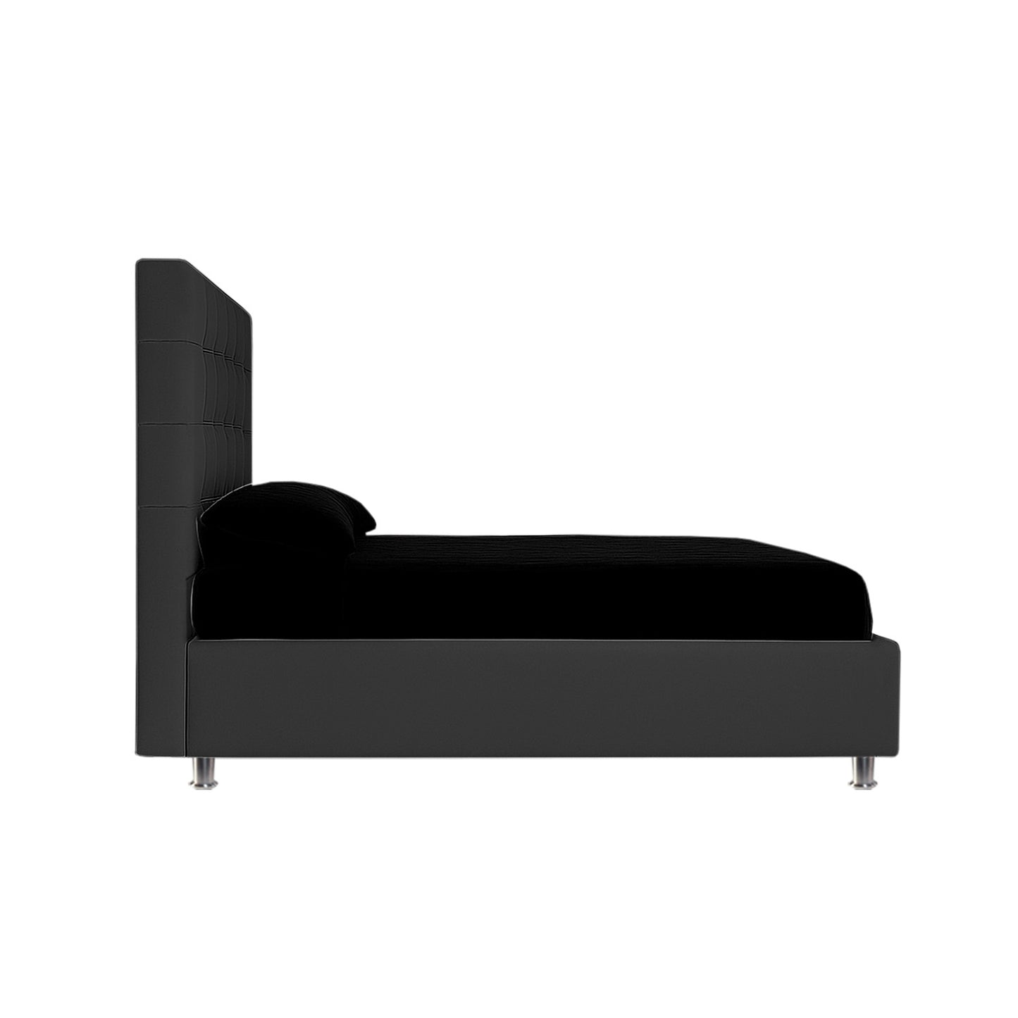 Base Cama Con Espaldar Sencillo Ilusion Negro