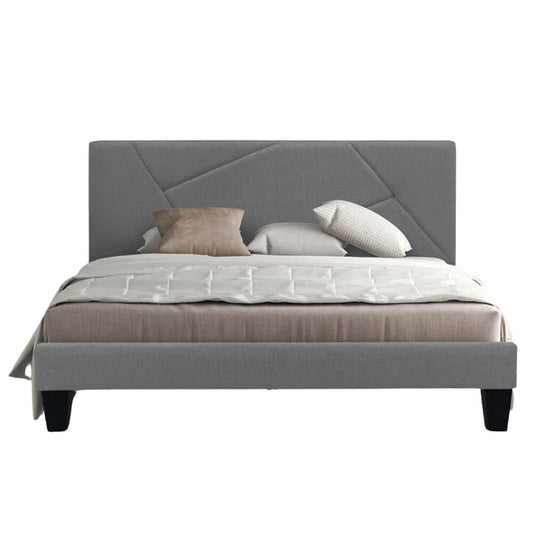 Base Cama Con Espaldar King Hampton Gris Plata