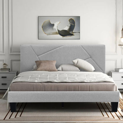 Base Cama Con Espaldar King Hampton Gris Perla