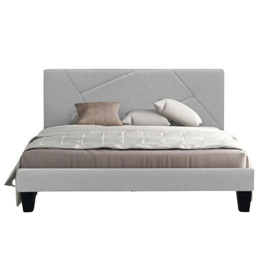 Base Cama Con Espaldar King Hampton Gris Perla