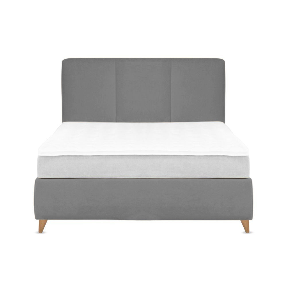 Base Cama Con Espaldar King Pretty Gris Plata