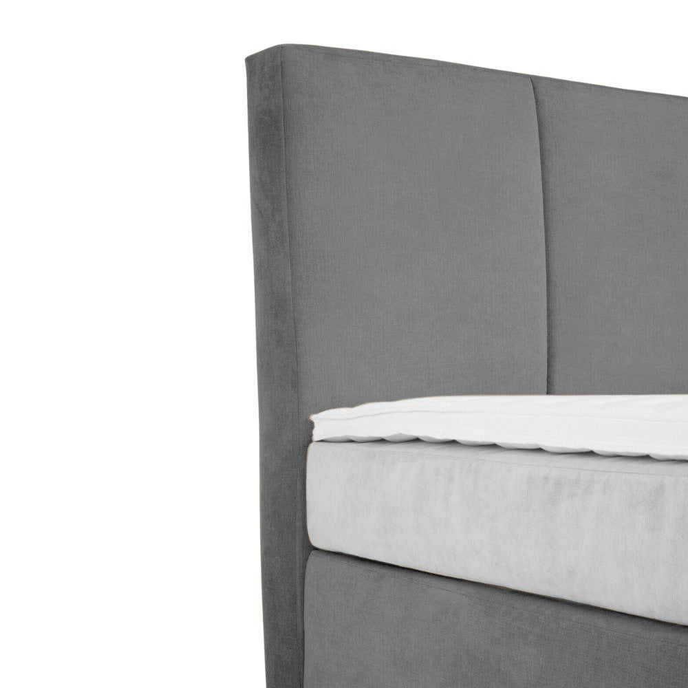 Base Cama Con Espaldar King Pretty Gris Plata