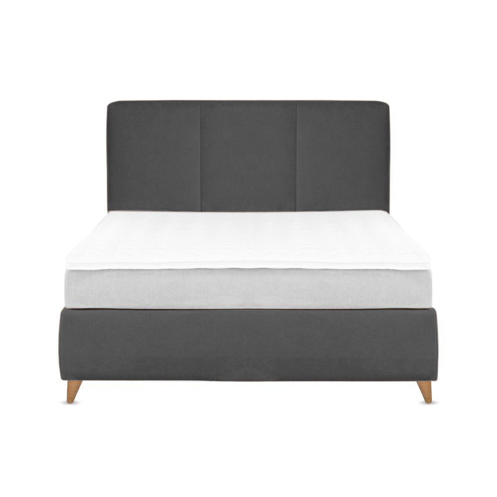 Base Cama Con Espaldar King Pretty Gris Plomo