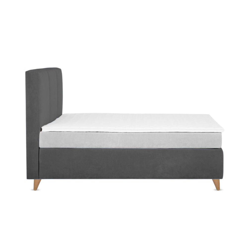 Base Cama Con Espaldar King Pretty Gris Plomo