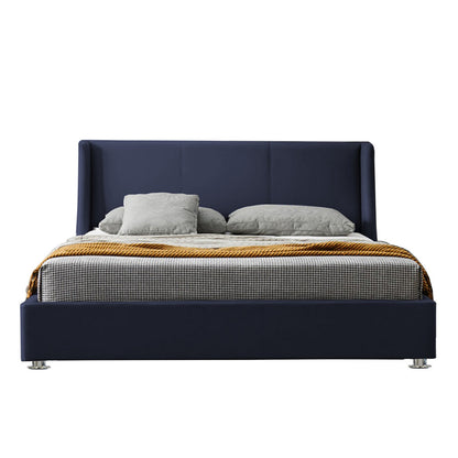 Base Cama Con Espaldar Queen Mousai Azul